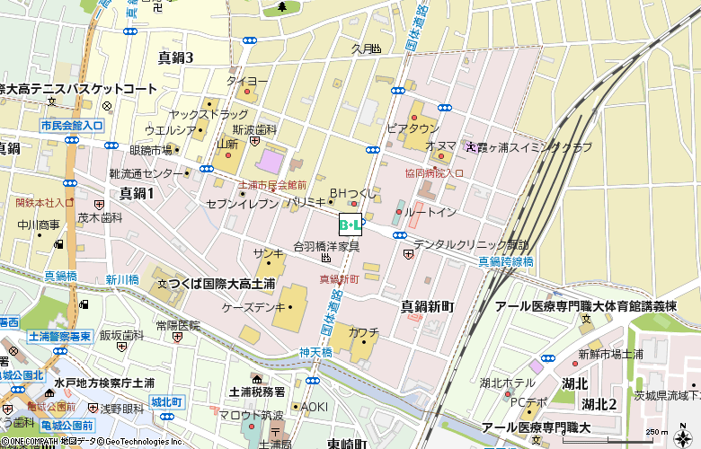 メガネスーパー 土浦真鍋店付近の地図